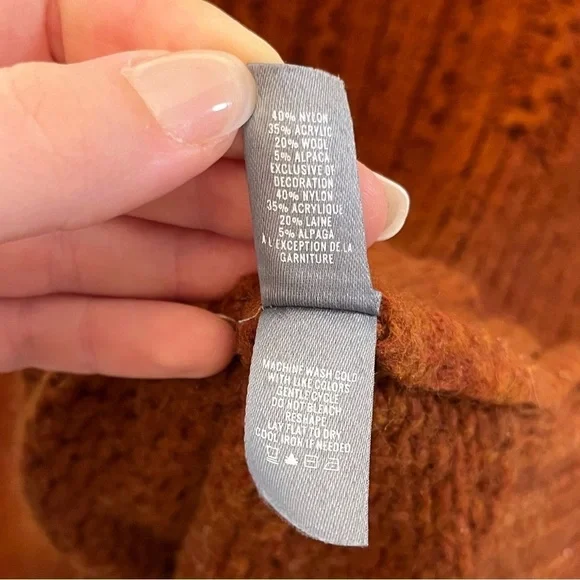 Aerie Open Back Cozy Orange/Brown Knit Sweater - Picture 3 of 6